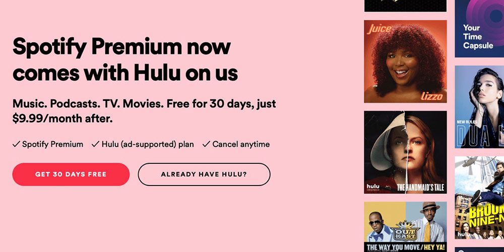 Hulu Comes Free With Spotify